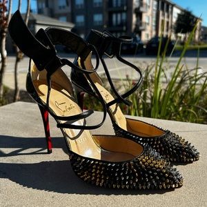 Christian Louboutin silver and gold spiked women’s heels size 37 pre-owned